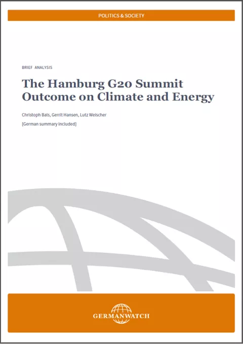 Cover: The Hamburg G20 Summit Outcome on Climate and Energy Cover: The Hamburg G20 Summit Outcome on Climate and Energy