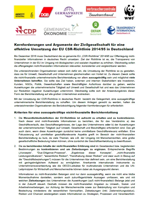 Forderungspapier CSR Forderungspapier CSR