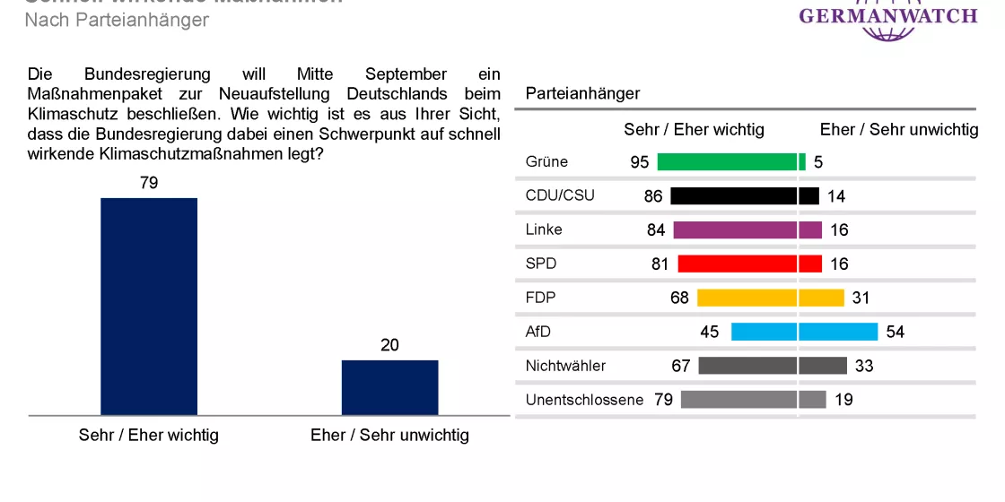 Meinungsumfrage 13-09-2019, 'Schnell wirkende Maßnahmen - nach Parteianhänger'