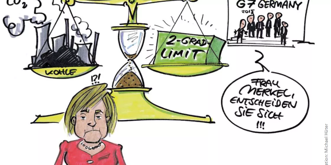 Karikatur: Frau Merkel und der G7-Gipfel