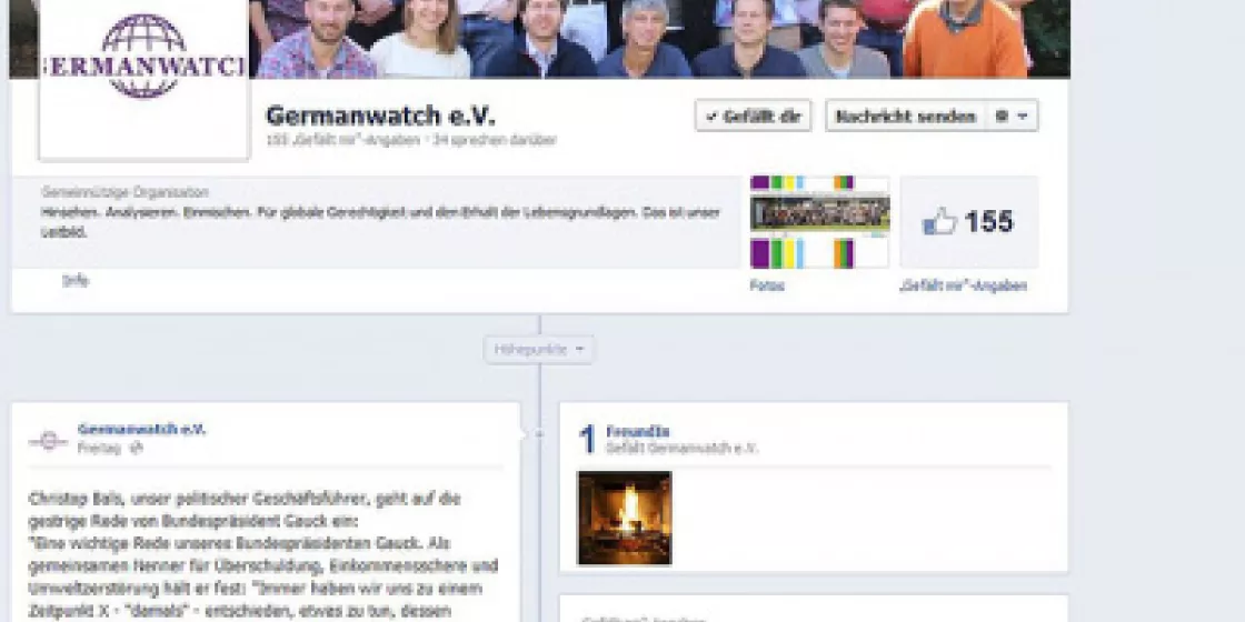 Facebook: Germanwatch? Gefällt mir!