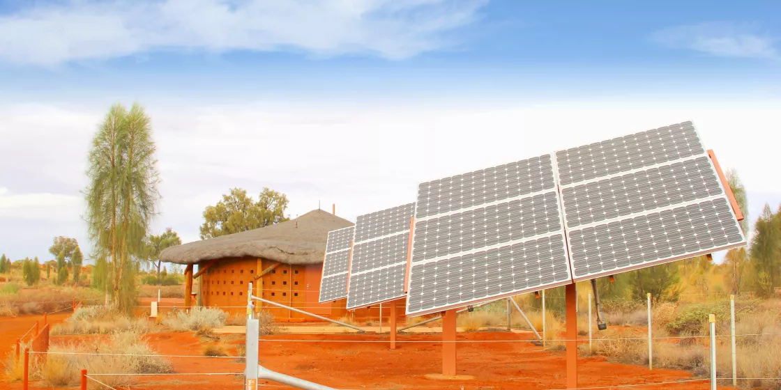 Solar panels in the African desert