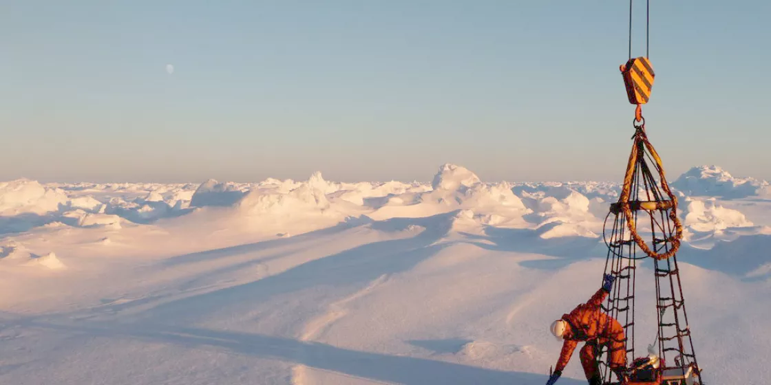 Man testing the sea ice