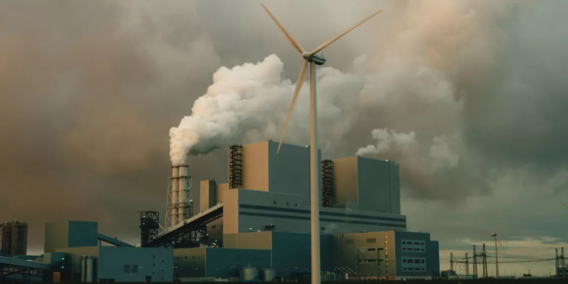 windmill and power station