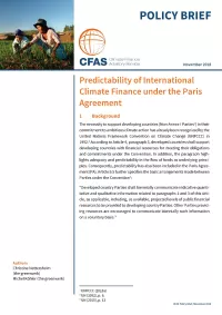 CFAS Policy Brief COP24: Predictability of Climate Finance under the Paris Agreement