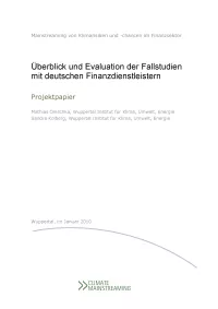 Überblick und Evaluation der Fallstudien mit deutschen Finanzdienstleistern