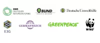 Logoleiste Greenpeace, WWF, Germanwatch, BUND, E3G, DUH, DNR