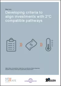 Cover: Kriterien für 2 Grad kompatible Investitionen