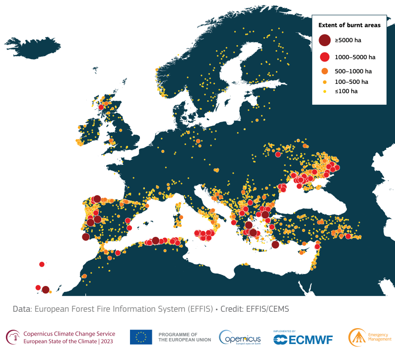 Ein Europakarte mit rot und gelb eingezeichneten Gebieten