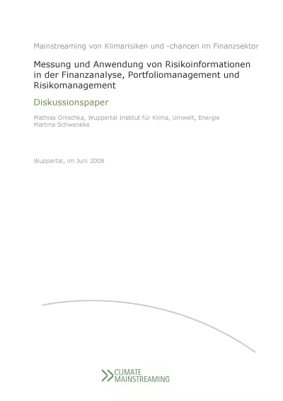 Messung und Anwendung von Risikoinformationen in der Finazanalyse, Portfoliomanagement und Risikomanagement