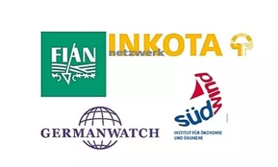 Logoteppich: INKOTA netzwerk, südwind, FIAN und Germanwatch