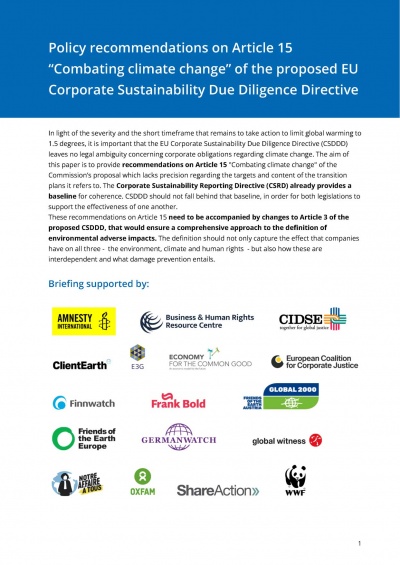 Policy Recommendations On Article 15 “Combating Climate Change” Of The ...