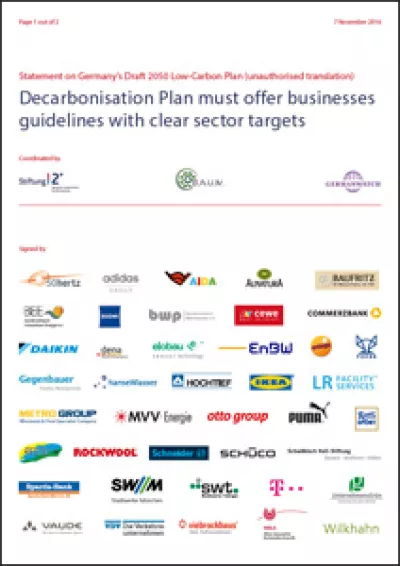 Cover Statement Decarbonisation Plan 2050