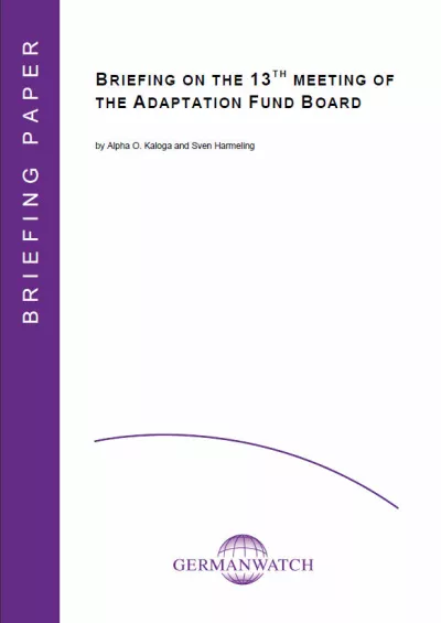Deckblatt: Report on the 13th Meeting of the Adaptation Fund Board