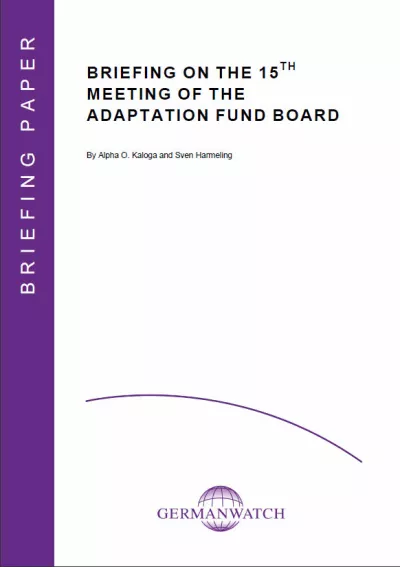 Deckblatt: Briefing on the 15th Meeting of the Adaptation Fund Board