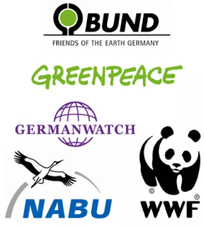 Logos: Germanwatch Greenpeace BUND NABU WWF