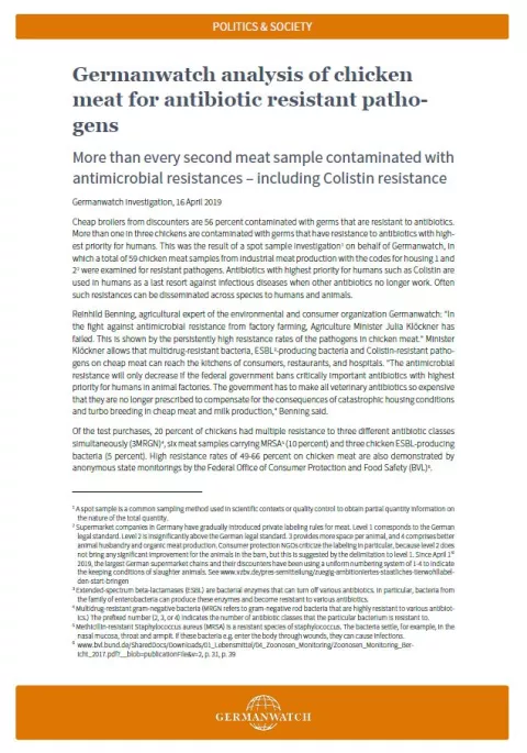 Cover Analysis of chicken for antibiotic-resistant pathogens
