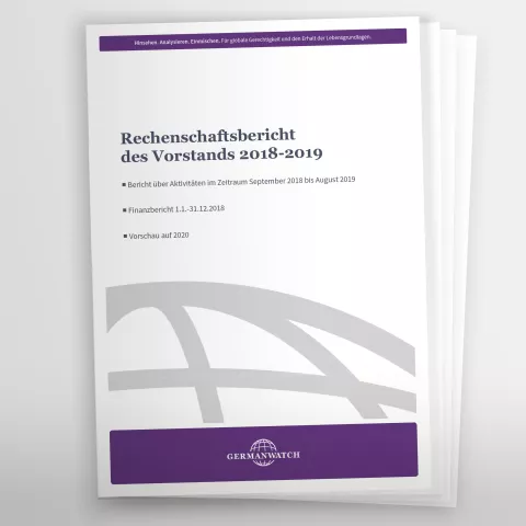 Cover Germanwatch Rechenschaftsbericht 2018-2019