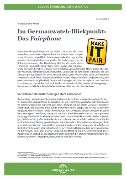 Cover: Im Germanwatch Blickpunkt: Das Fairphone