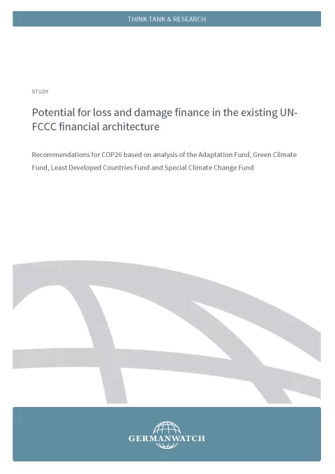 Cover Potential for loss and damage finance in the existing UNFCCC financial architecture