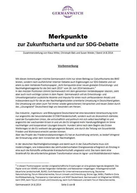 Copver Merkpunkte SDG und Zukunftscharta