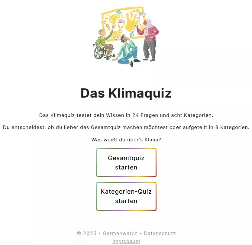 Screenshot von dem Klimaquiz