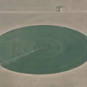 Aerial views of drought affected Colorado dryland crops near Byers, Colorado, on Saturday, July 21, 2012. Green areas are irrigated.