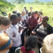 Local community leaders explaining their flood prevention system