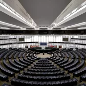 Blick in den Plenarsaal des EU-Parlaments in Strasbourg