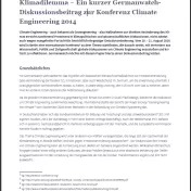 Cover Klimadilemma, Positionspapier zu Climate Engineering