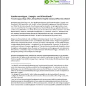 Cover: Sondervermögen Energie- und Klimafonds von Oxfam und Germanwatch