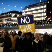 Menschen auf einer Demonstration in Stockholm